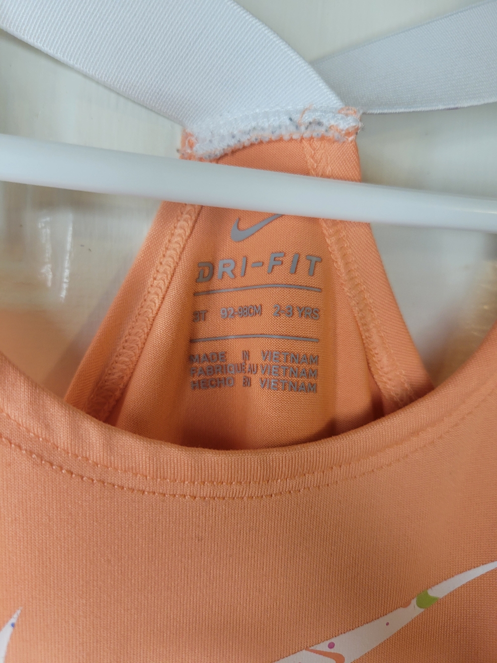 Nike Peach Dri-Fit Girls' Athletic Romper with Printed Swoosh - Picture 5 of 9
